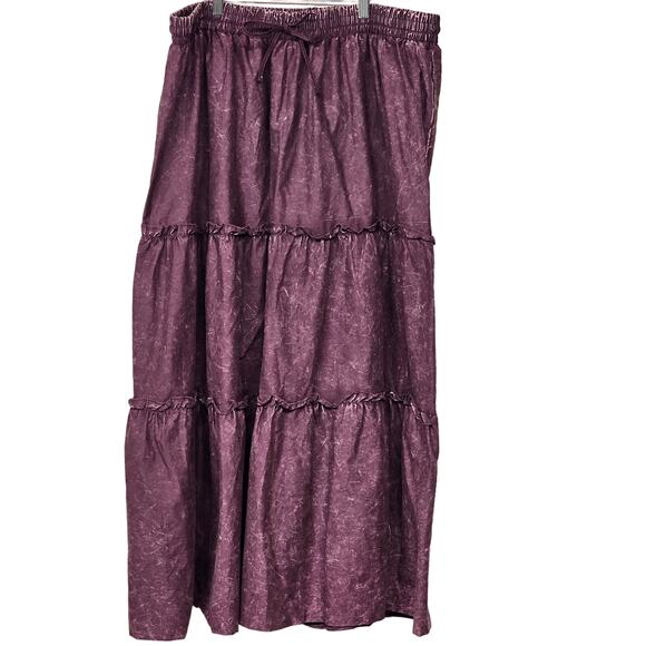 Zenana Maxi Skirt Womens Size Large Brick Red Tiered Boho Drawstring Peasant - Picture 1 of 4